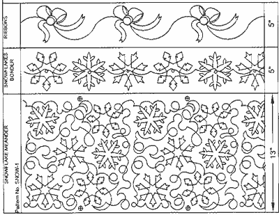 A 13" wide Snowflake pattern, a 5" wide Snowflake Border and a 5" wide A 13" wide Snowflake pattern, a 5" wide Snowflake Border and a 5" wide